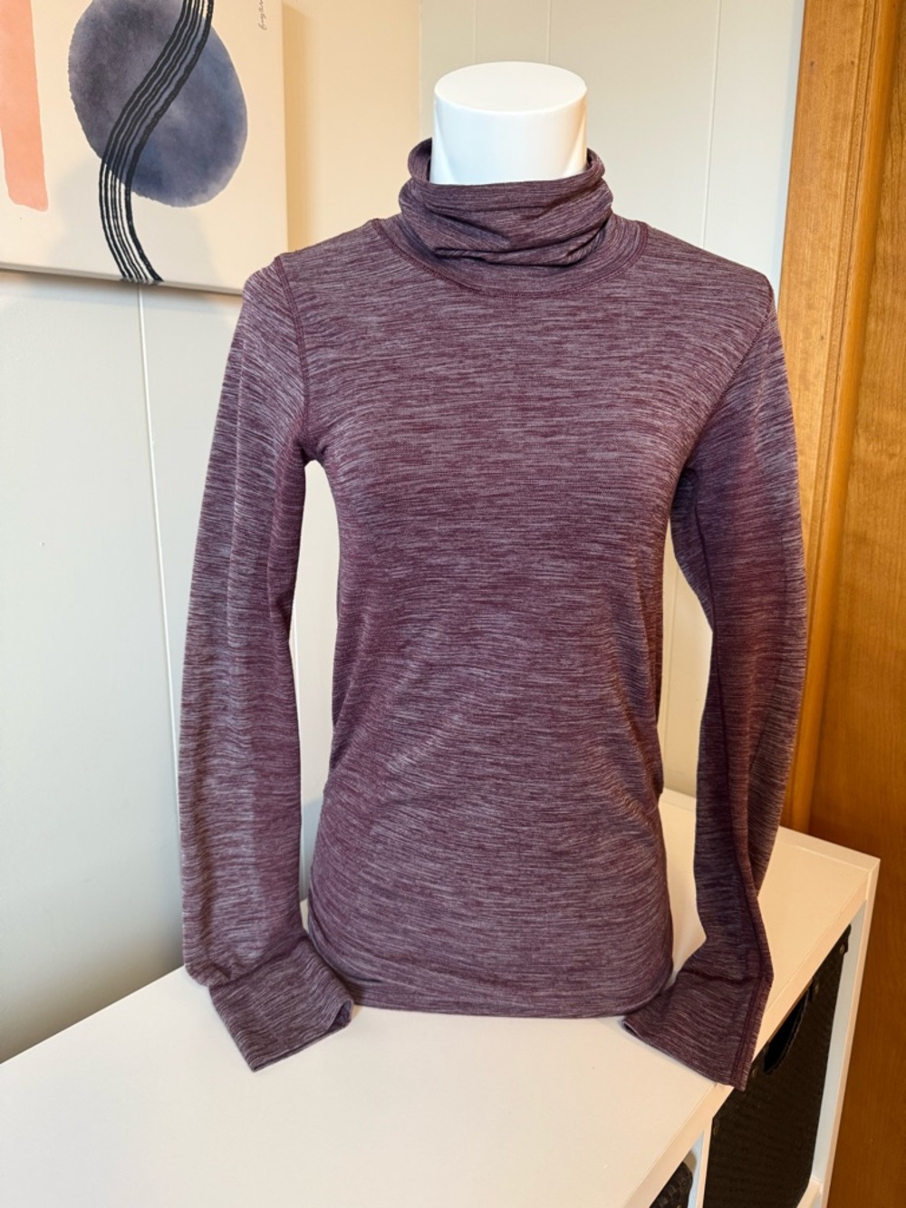 Lululemon Ruched Side Seamless Turtleneck Long Sleeve Top Size 4 Burgundy